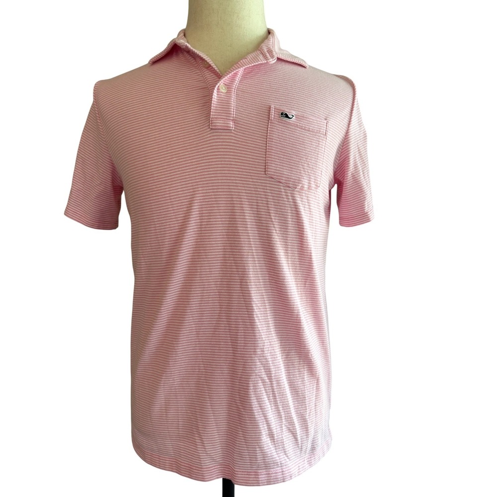 Vineyard Vines Edgartown Polo Shirt‎ Striped Short Sleeve Pink